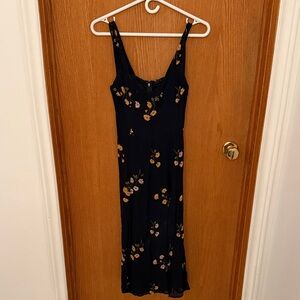 Reformation Dark Blue Floral Midi Dress